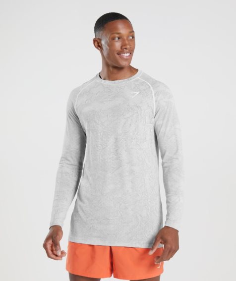 Koszulki Gymshark Geo Seamless Long Sleeve Męskie Głęboka Szare | PL 706VPA